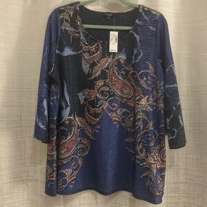 From Dress Barn, size 1X 3/4 sleeve shirt